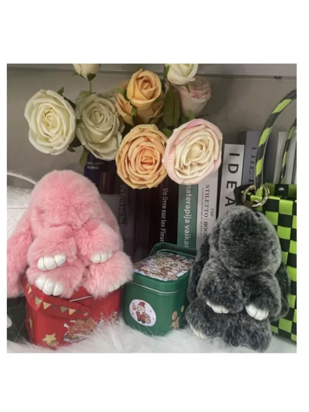 MINGRI Soft Bunny Keychain with Tin, Cute Graduation Plush Gift Teacher